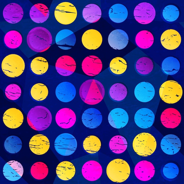 Gekleurde cirkels naadloze patroon met grunge effect