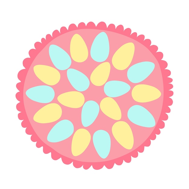 Gekleurde eieren op plaat bovenaanzicht vector illustratie traditionele paasmaaltijd