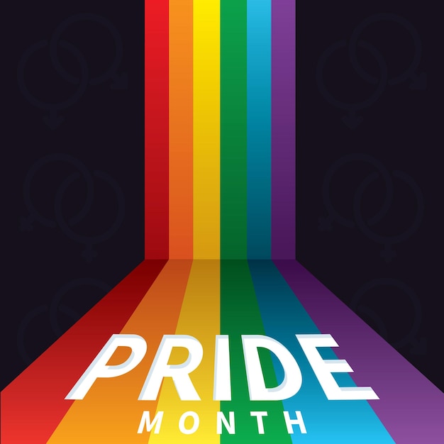 Gekleurde lgbt regenboog met tekst Pride maand Vector