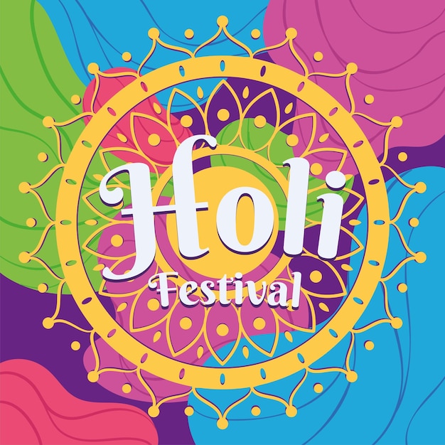 Vector gekleurde mandala holi festival poster vector