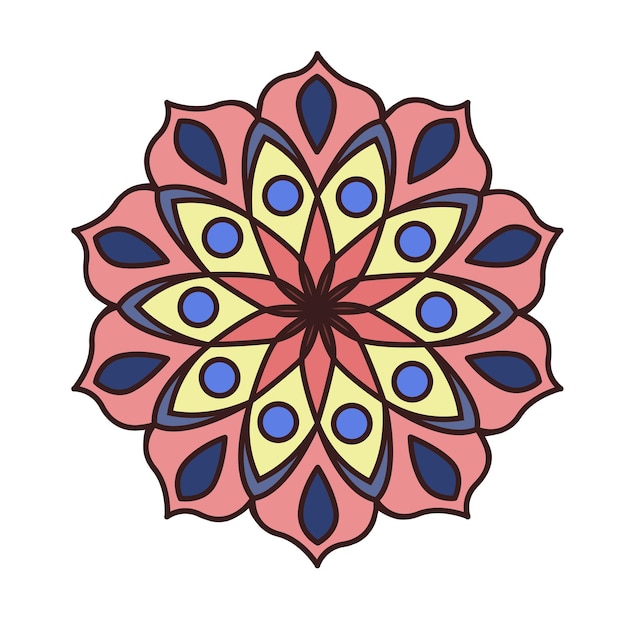 Gekleurde mini-mandala Vector rond patroon met decoratieve elementen