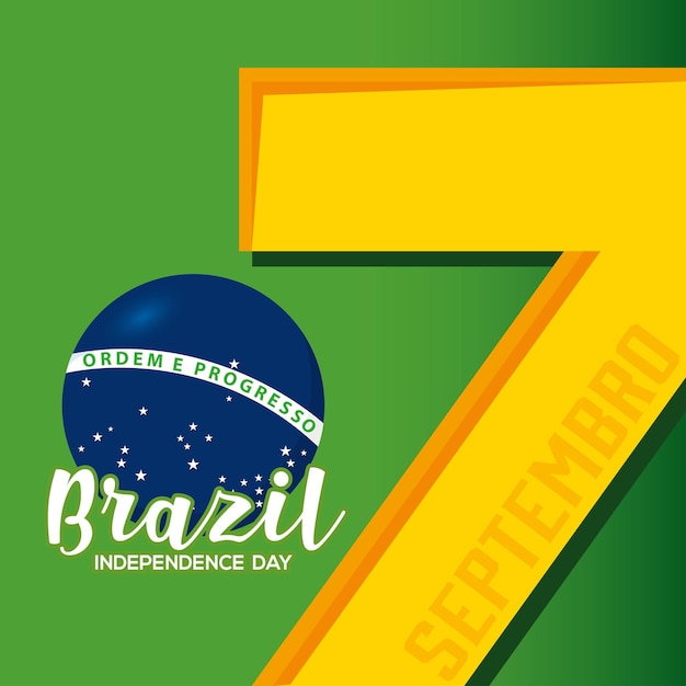 Vector gekleurde onafhankelijkheid van brazilië 7 september poster vectorillustratie