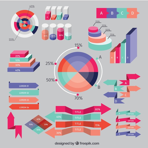 Vector gekleurde pijlen en infographic elementen set