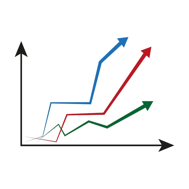Gekleurde pijlen grafiek Zakelijke statistieken grafiek Valutawissel concept Vector illustratie