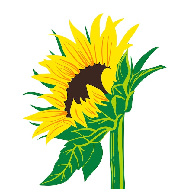 Gekleurde platte vectorillustratie van zonnebloem