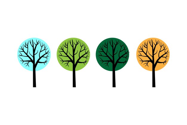 Gekleurde plek bomen voor banner ontwerp Zomer landschapselement Vector illustratie