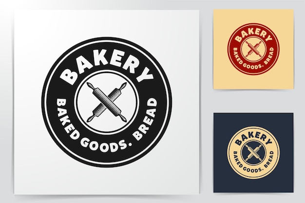 Gekruiste deegroller, Vintage Bakery Logo Designs Inspiration, Vector Illustration