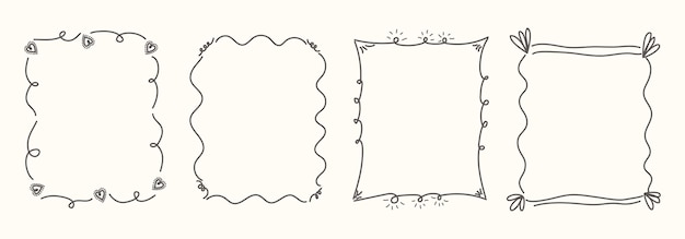 Gekunsteld met de hand getekend frame set met doodle bogen linten randen voor verjaardag kerst bruiloft