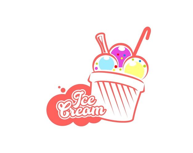 Gelato dessert scoops in cup ice cream cafe icon
