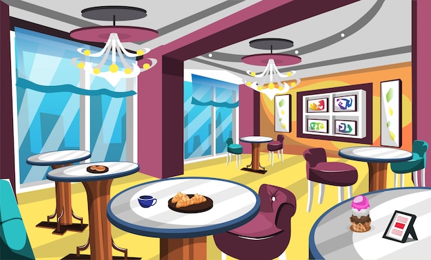 Vector gelato ice cream cafe interior ideas