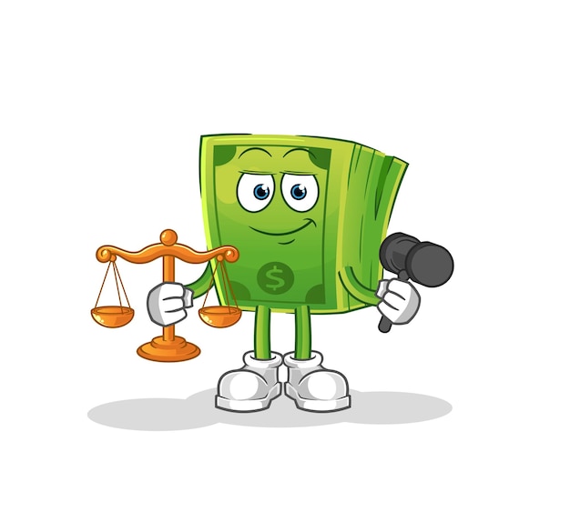 Geld advocaat cartoon. cartoon mascotte vector