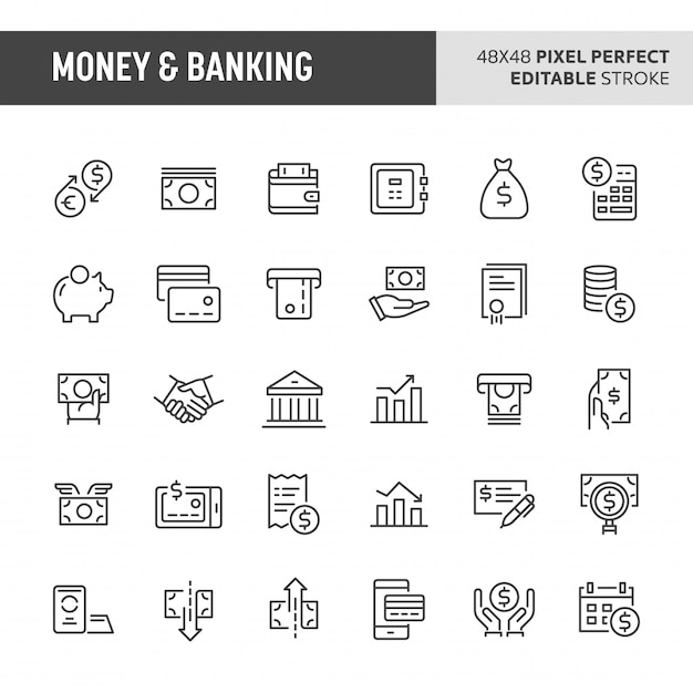 Geld & bankwezen Icon Set