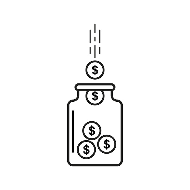Geld besparen pictogram Muntpot pictogram Economie lijn symbool Vector illustratie EPS 10 Stock beeld