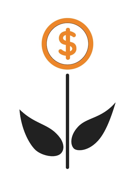 Geld bloem monochroom platte vector object bewerkbare zwarte en witte dunne lijn pictogram op witte achtergrond investering groei eenvoudige cartoon clip art ter plaatse illustratie voor web grafisch ontwerp