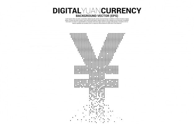 Geld chinese yuan en japanse yen valutapictogram van pixeltransformatie. concept voor digitale yuan china valuta.