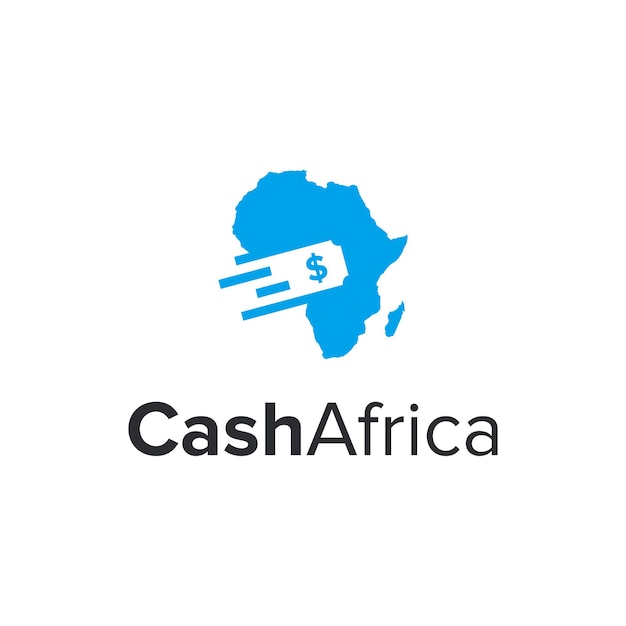 geld contant geld en Afrika kaart eenvoudig strak creatief geometrisch modern logo-ontwerp
