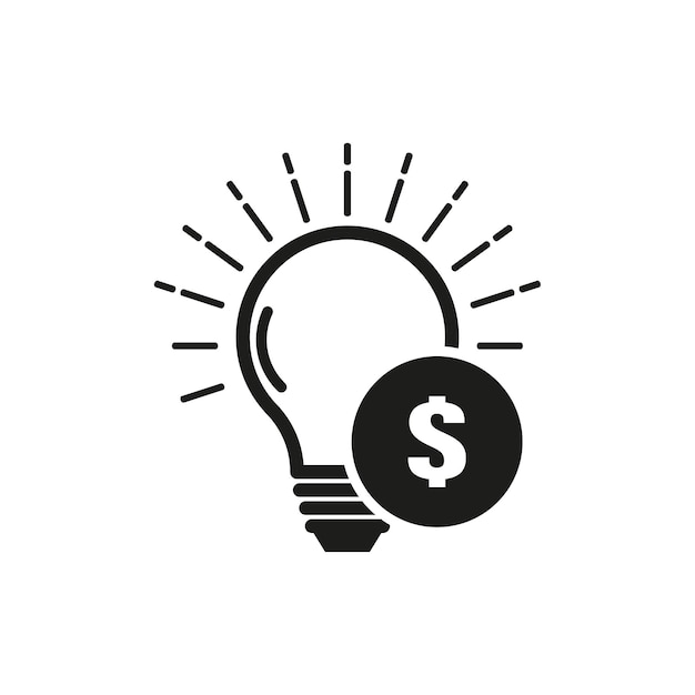 Geld idee pictogram Dollar met gloeilamp Business licht Vector illustratie EPS 10 Stock beeld