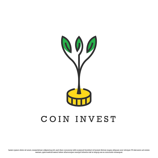 Geld investering logo ontwerp illustratie Geld munt cartoon icoon plant boom plant natuur eco bron