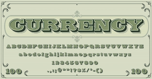 Geld lettertype vintage type dollar lettertype alfabet