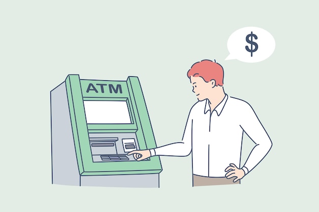 Geld opnemen op atm-concept