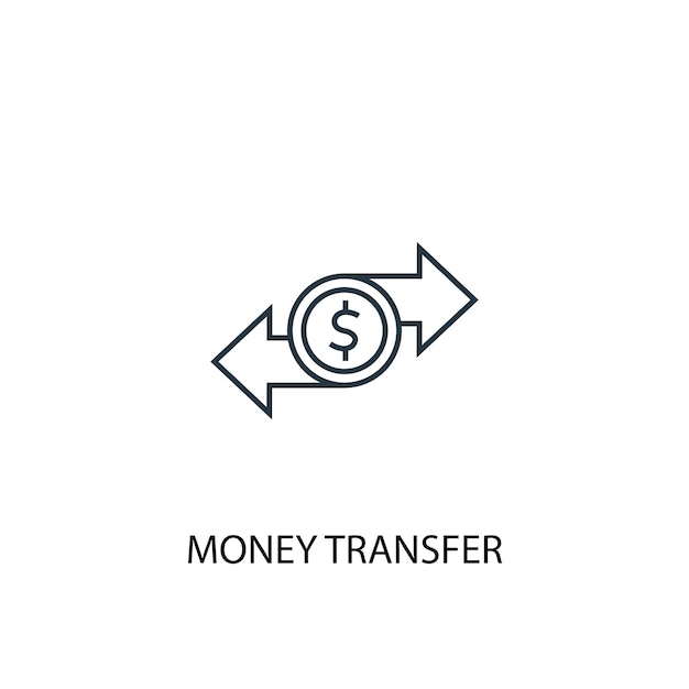 Geld overdracht concept lijn pictogram. Eenvoudige elementenillustratie. geld overdracht concept schets symbool ontwerp. Kan worden gebruikt voor web- en mobiele UI/UX