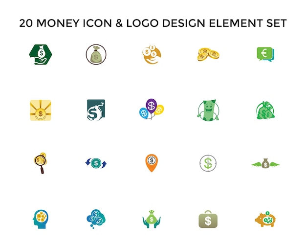 Geld pictogram logo ontwerpset