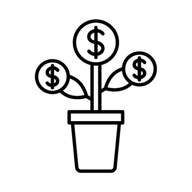 Geld Plant Lijn Illustratie