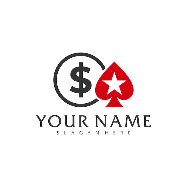 Geld poker logo vector sjabloon creatieve poker logo ontwerpconcepten