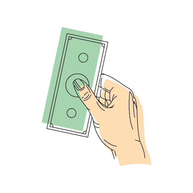 Geldbankbiljetten in hand vectorillustratie eps 10 dollars stapel contant geld gekleurd flat voor web graphic