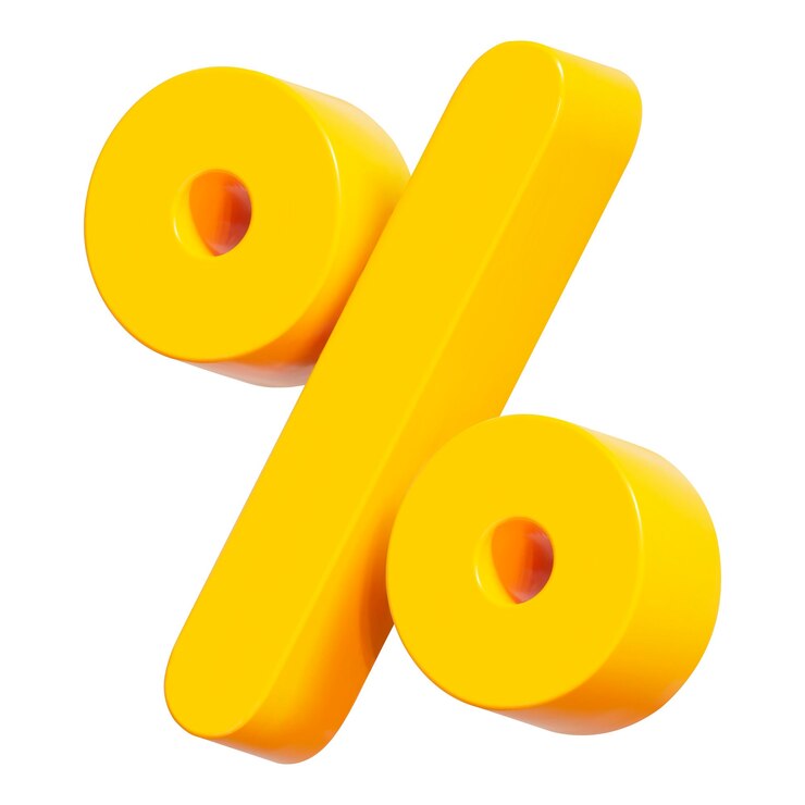 Vector gele 3d-teken procentkorting op geïsoleerde achtergrond voucher geschenk vector illustratiex9