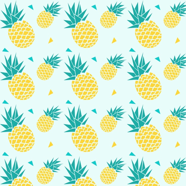 gele ananas met driehoeken geometrisch fruit zomer tropisch patroon naadloos