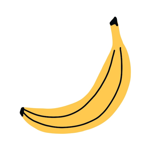 Gele banaan. Handgetekende eenvoudige vectorillustratie