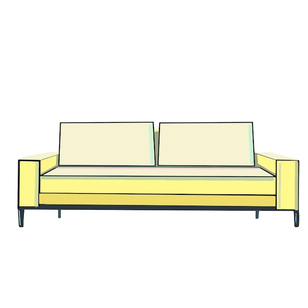 Gele bank of divan geïsoleerd op een witte achtergrond Woonkamer interieur sofa element