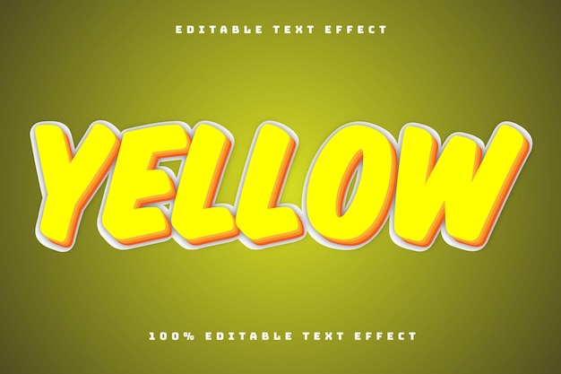Gele bewerkbare teksteffect 3D Emboss Cartoon Style