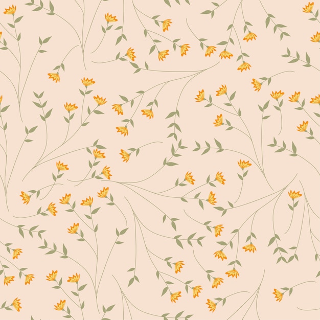 Gele bloem en bladeren naadloze patroonachtergrond