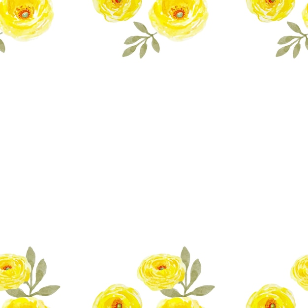 Gele bloemen decoratieve naadloze patroon frame aquarel ranunculuses
