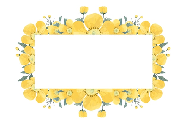 Vector gele buttercup bloem frame achtergrond