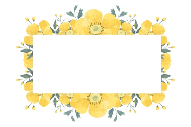 Vector gele buttercup bloem frame achtergrond