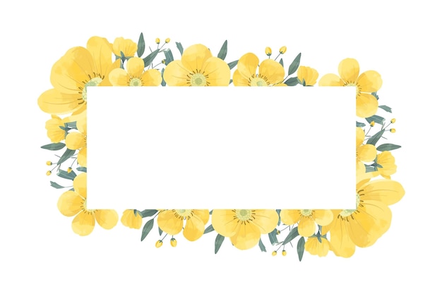 Vector gele buttercup bloem frame achtergrond