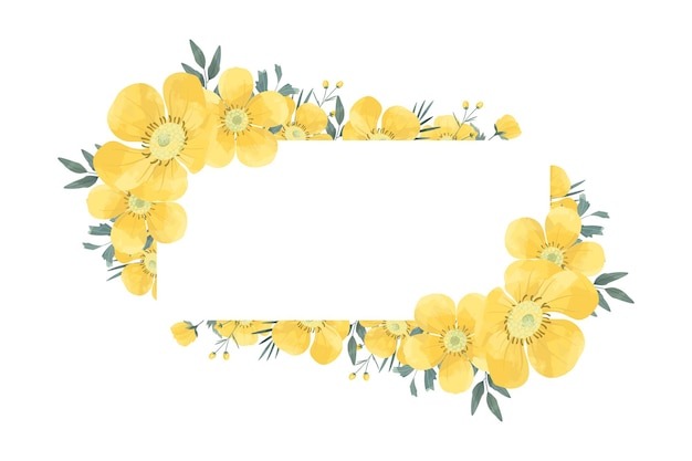 Vector gele buttercup bloem frame achtergrond