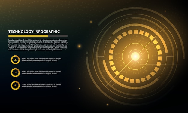 Gele Cirkel digitale technologie infographic met melkweglicht