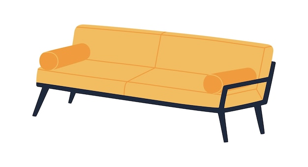 Vector gele comfortabele bank in loft scandinavische stijl. zacht meubelelement voor een gezellig interieur