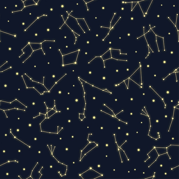 Gele gloeiende sterrenbeelden van sterrenbeelden