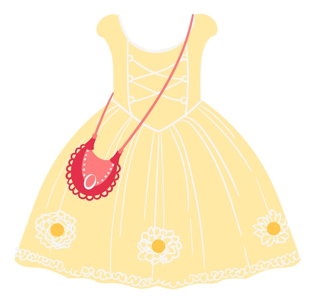 Gele jurk met rode portemonnee Leuke meisjeskleding