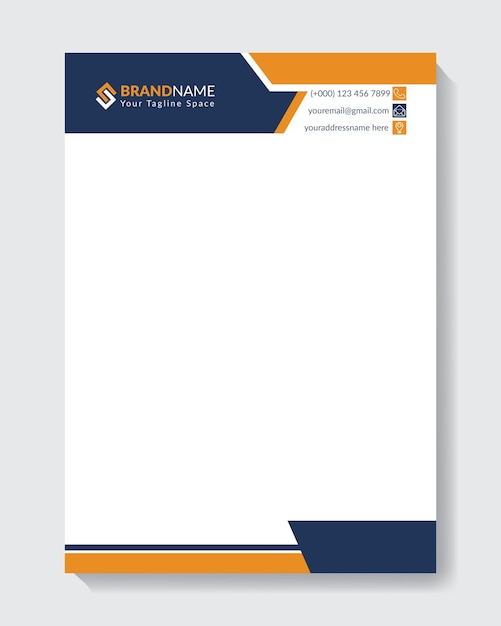 Gele kleur Drukbaar Blank briefhoofd Vrij vector bedrijf en bedrijf a4 grootte modern briefhoofd