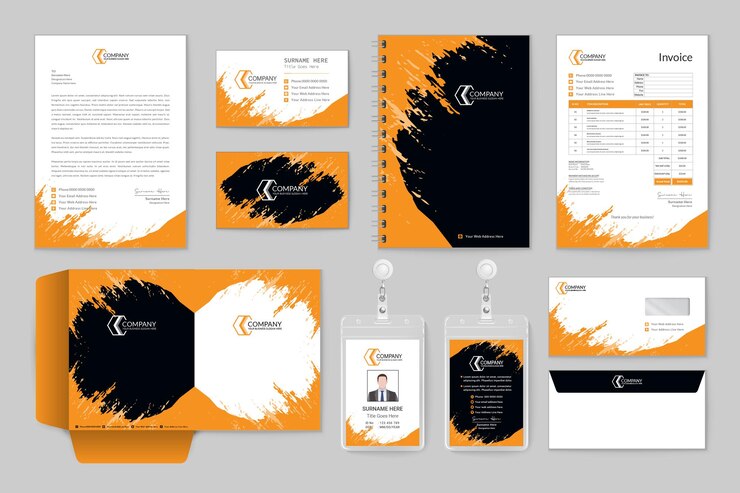 Vector gele kleur splatter textuur briefpapierontwerp