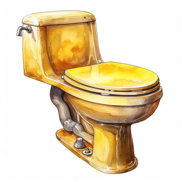 Gele kleur toilet aquarel vector witte achtergrond is