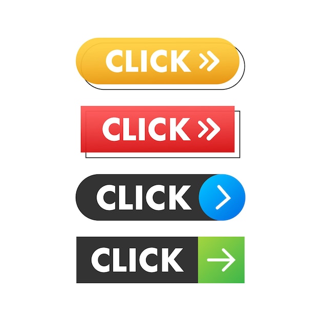Gele klik op witte achtergrond Digitale download Klik hier vector web knop