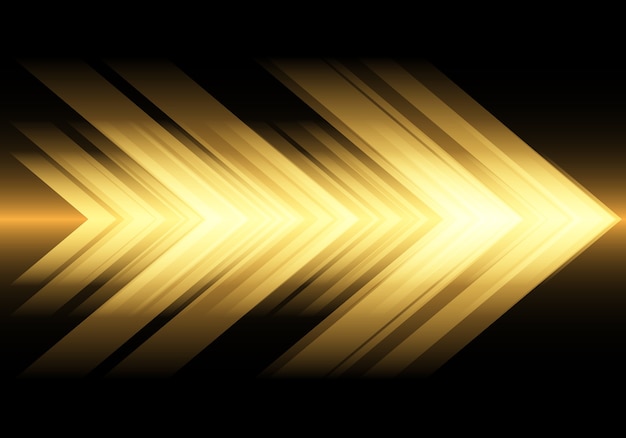 Gele lichte pijlsnelheid op zwarte technologieachtergrond.
