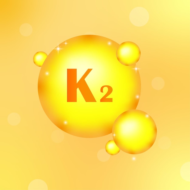Gele ronde vitamine k2 Huidverzorging concept Medische gezondheidszorg wetenschap concept Vector illustratie